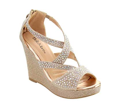 Gold wedge best sale formal shoes